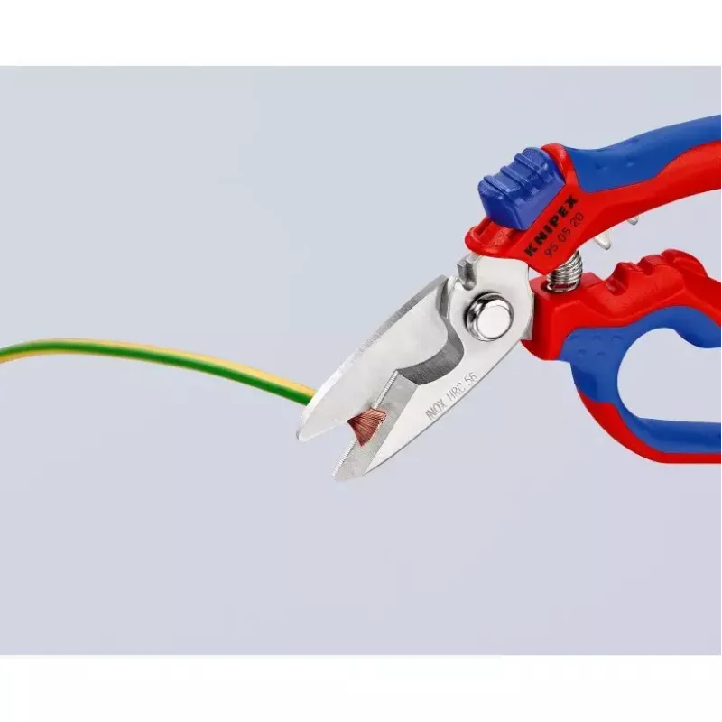 Knipex 95 05 20 SB replės, nerūdijančio plieno ašmenys, plastikinė rankena, mėlyna/raudona