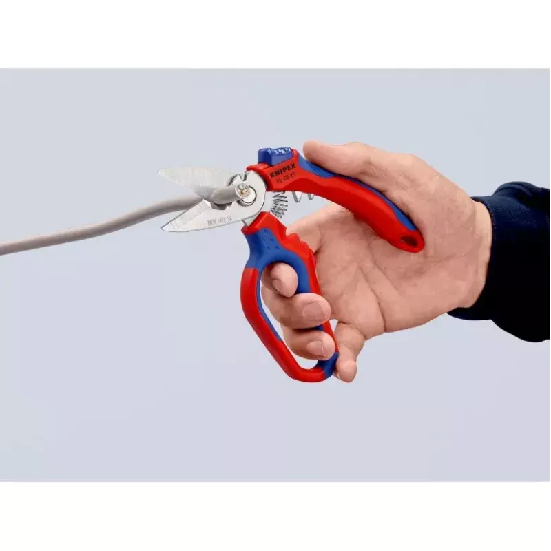 Knipex 95 05 20 SB replės, nerūdijančio plieno ašmenys, plastikinė rankena, mėlyna/raudona