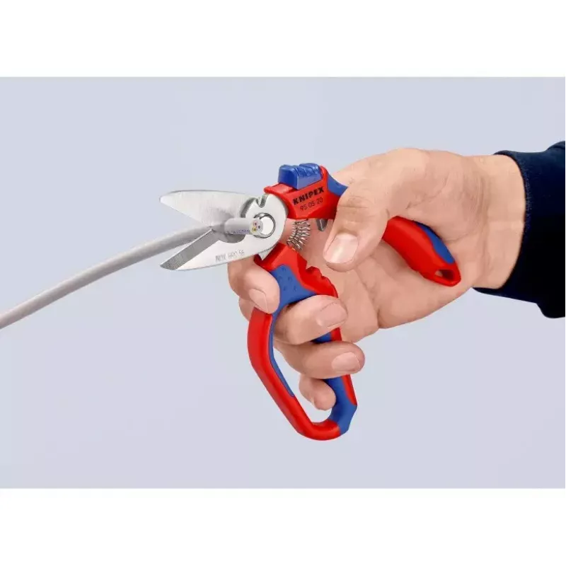 Knipex 95 05 20 SB replės, nerūdijančio plieno ašmenys, plastikinė rankena, mėlyna/raudona