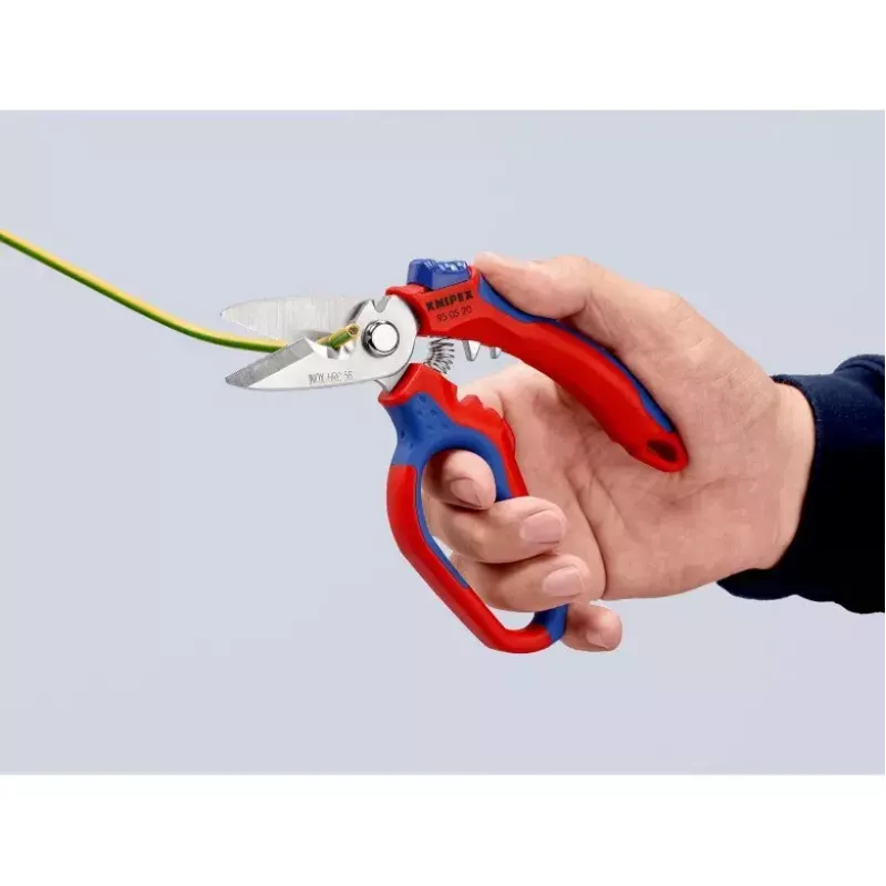 Knipex 95 05 20 SB replės, nerūdijančio plieno ašmenys, plastikinė rankena, mėlyna/raudona