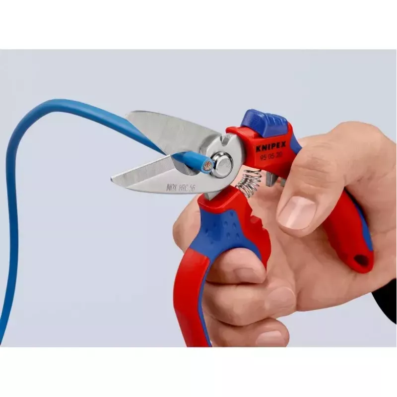 Knipex 95 05 20 SB replės, nerūdijančio plieno ašmenys, plastikinė rankena, mėlyna/raudona