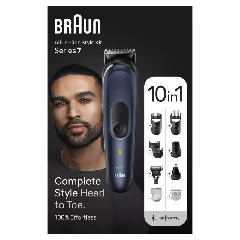 Braun 10-in-1 stiliavimo rinkinys 7 MGK7410 juodas metalas plastikas baterija 100 min