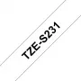 Juosta etikečių spausdinimui Brother TZe-S231 12 mm juoda ant baltos