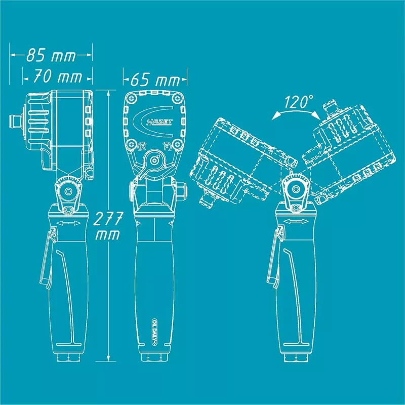 Pneumatinis smūginis veržliaraktis Hazet 9012ATT 1/2 colio — atsukimo momentas 550 Nm