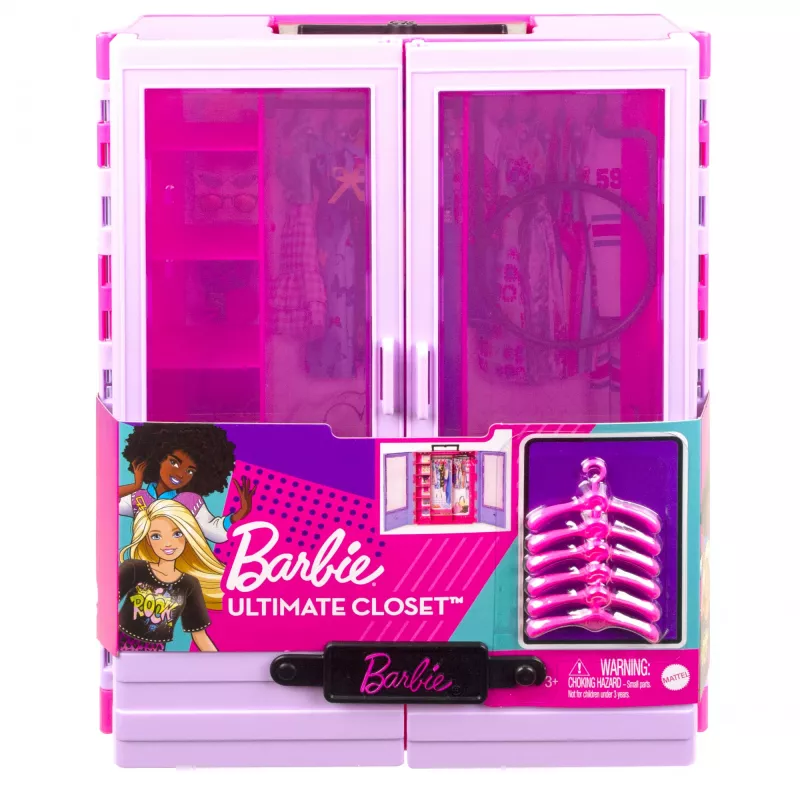 Barbie Fashionistas spinta su 6 pakabomis, permatomomis durimis, lentynomis ir stelažais