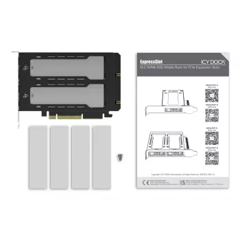 Icy Dock ExpressSlot Elite MB842MP-B — PCIe karštojo keitimo 2,5 colio diskų lizdo adapteris, juodas/sidabrinis
