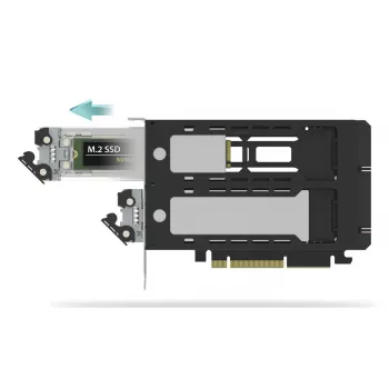 Icy Dock ExpressSlot Elite MB842MP-B — PCIe karštojo keitimo 2,5 colio diskų lizdo adapteris, juodas/sidabrinis