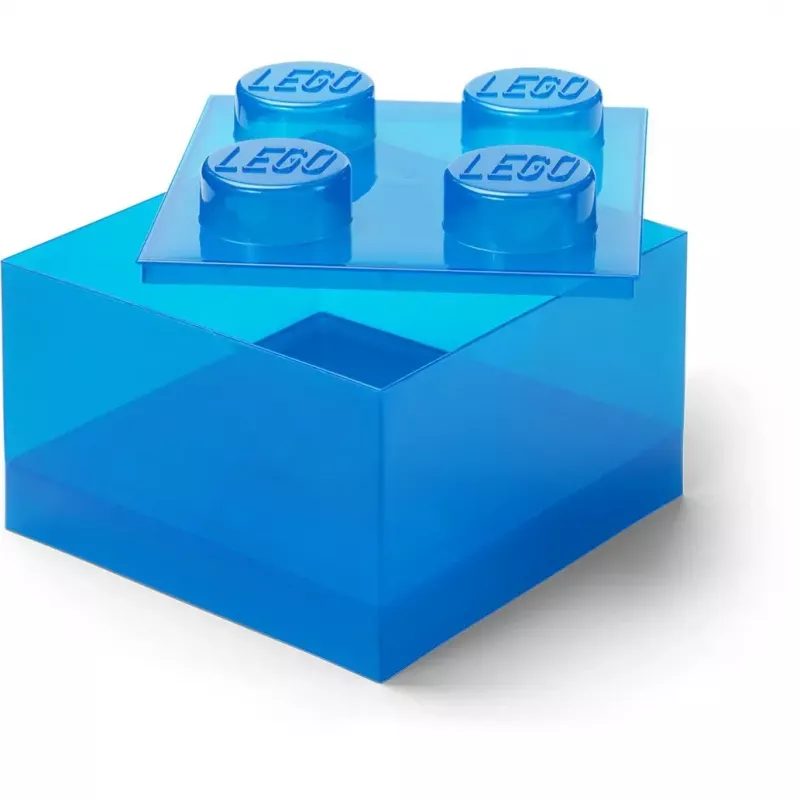 Dėžutė saugojimui Room Copenhagen LEGO Storage Brick 4 Top Lid Glitter — mėlyna/skaidri