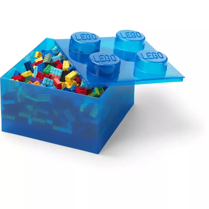 Dėžutė saugojimui Room Copenhagen LEGO Storage Brick 4 Top Lid Glitter — mėlyna/skaidri