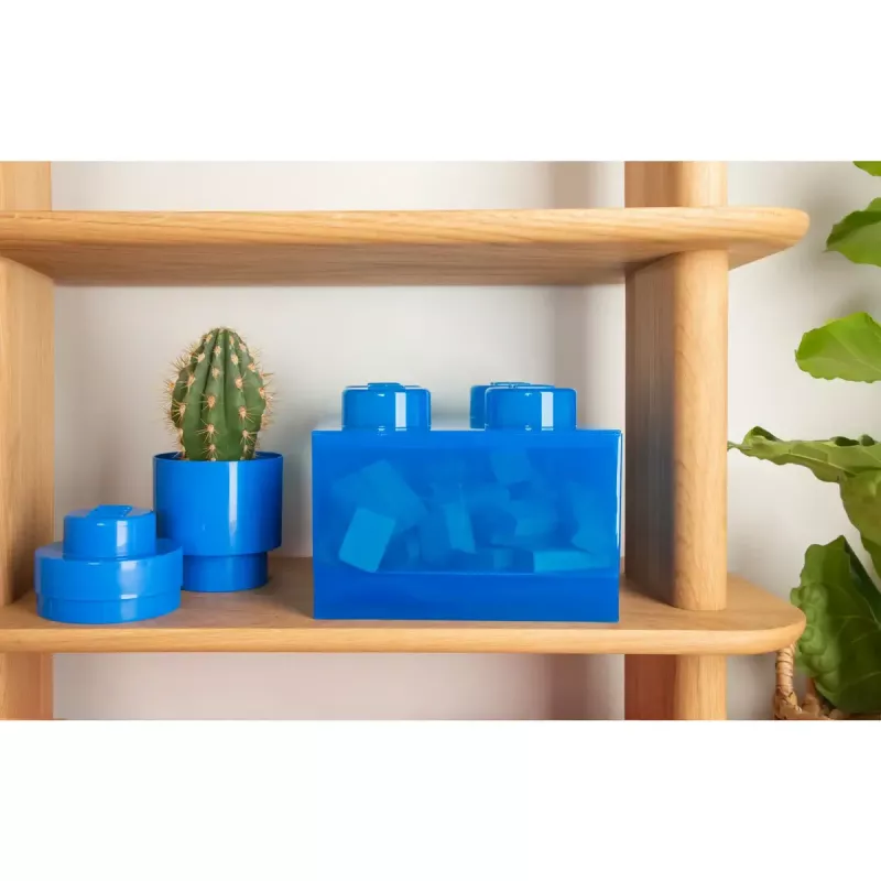 Dėžutė saugojimui Room Copenhagen LEGO Storage Brick 4 Top Lid Glitter — mėlyna/skaidri