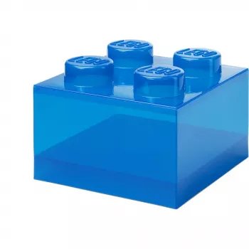 Dėžutė saugojimui Room Copenhagen LEGO Storage Brick 4 Top Lid Glitter — mėlyna/skaidri