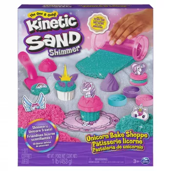 Kinetic Sand Shimmer Unicorn Bake Shoppe Playset 16oz – Jutiklinis smėlis vaikams nuo 3 metų