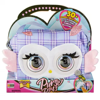 Purse Pets Print Perfect Hoot Couture Pelėda – interaktyvus žaislas-rankinė su garsais ir reakcijomis