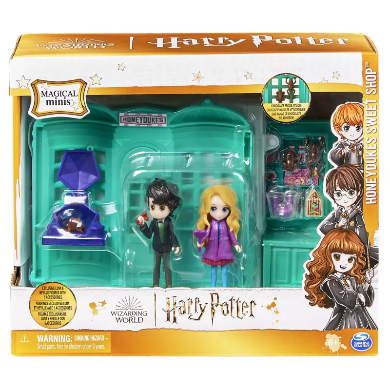 Žaislų rinkinys Magical Minis Honeydukes Saldumynų parduotuvė su 2 išskirtinėmis figūrėlėmis ir 5 aksesuarais, Harry Potter, nuo 6 metų