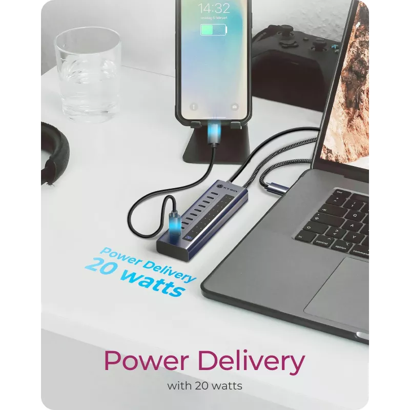 USB mazgas ICY BOX IB-HUB1450-C31 – 10 prievadų, USB 3.2