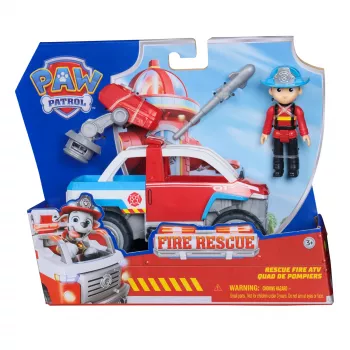 Žaislinė transporto priemonė Spin Master Paw Patrol Fire Rescue Ryder gelbėjimo ATV su dronų paleidimo įrenginiu ir Ryder figūrėle