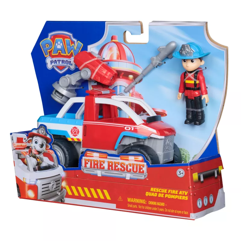 Žaislinė transporto priemonė Spin Master Paw Patrol Fire Rescue Ryder gelbėjimo ATV su dronų paleidimo įrenginiu ir Ryder figūrėle