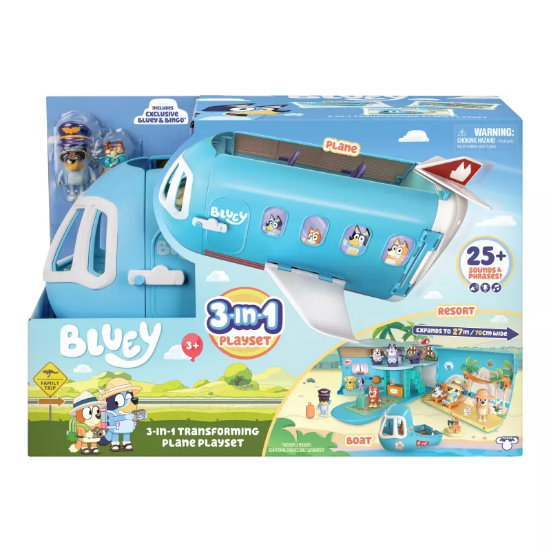 Oro uosto ir lėktuvo Moose Toys Bluey 3 viename lėktuvo žaidimų rinkinys įvairiaspalvis