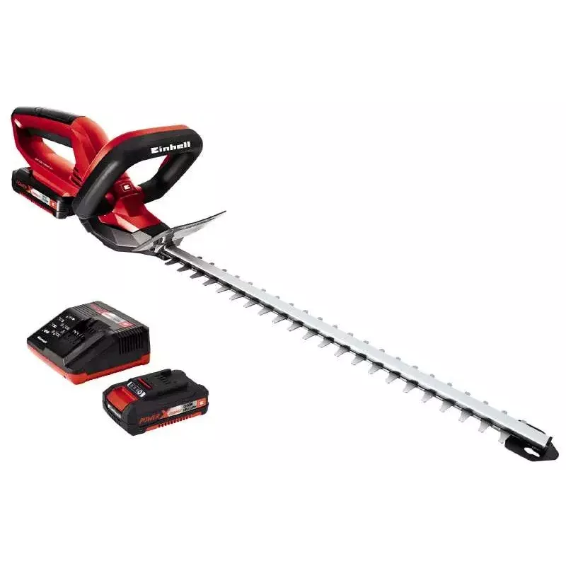 Einhell GE-CH 1846 Li Kit gyvatvorių žirklės su akumuliatoriumi, 18 V, 2,0 Ah ličio jonų baterija, dvigubas peilis, 52 cm pjovimo ilgis, raudonos/juodos