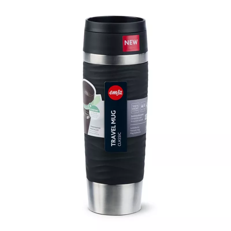 EMSA Travel Mug Waves Grande 500 ml juoda, nerūdijantis plienas