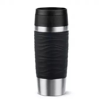 EMSA Travel Mug Waves 360 ml juodas nerūdijančio plieno kelioninis puodelis