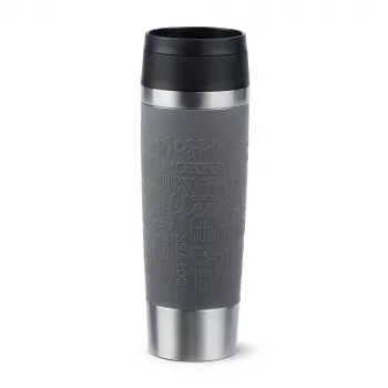 Termopuodis EMSA Classic Grande 500 ml pilkas – nerūdijantis plienas, silikoninis dangtelis, polipropileno dangtelis, Ø 8,3 cm × 240 mm