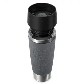 Termopuodis EMSA Classic Grande 500 ml pilkas – nerūdijantis plienas, silikoninis dangtelis, polipropileno dangtelis, Ø 8,3 cm × 240 mm