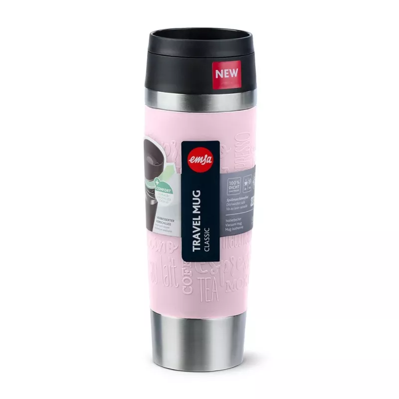 Termo puodelis EMSA Travel Mug Classic Grande 500 ml rožinis, nerūdijantis plienas
