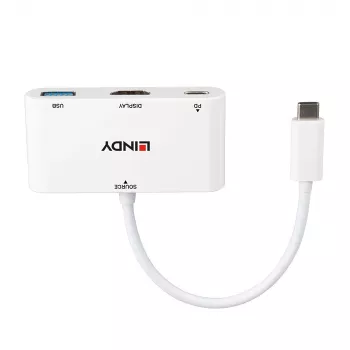 Lindy USB 3.2 Type C į HDMI keitiklis su USB Type A prievadu ir Power Delivery
