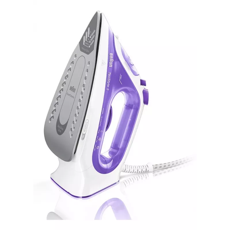 Braun TexStyle 3 SI3042VI lygintuvas su garais, keraminis padas, 2350 W, violetinė, sidabrinė, balta