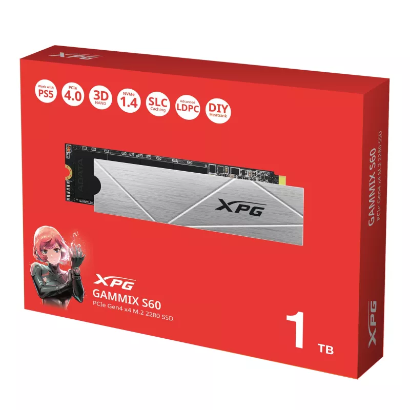 ADATA 1 TB M.2 PCI Express 4.0 NVMe GAMMIX S60 SSD diskas