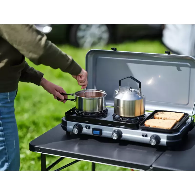 Naftos dujų viryklė Campingaz 2 MULTI COOK, 2 kaitvietės, rankinis valdymas