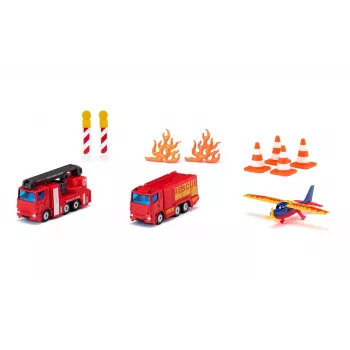 Siku Geschenkset Feuerwehr – Gaisrinės automobiliai, 3 m., Metalas, Plastikas, Juoda, Oranžinė, Raudona, Balta