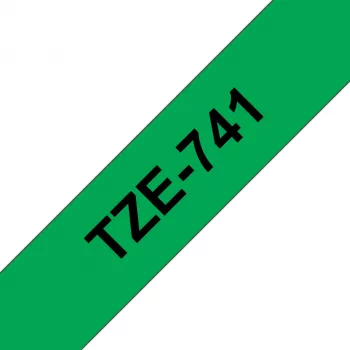 Brother TZE-741 juosta etiketėms spausdinti Juoda ant žalios TZ