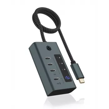 ICY BOX IB-HUB1454-C31 USB 3.2 Gen 1 (3.1 Gen 1) Type-C 10000 Mbit/s Mėlyna, Pilka