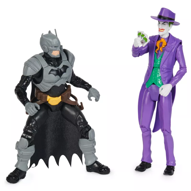 DC Comics Batman Adventures Batman vs Džokeris veiksmo figūrėlių rinkinys, 2 figūrėlės, 12 šarvų aksesuarų, 12 colių super herojų žaislas berniukams ir mergaitėms