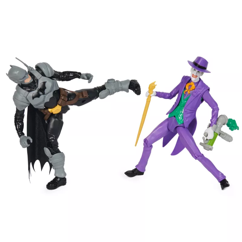 DC Comics Batman Adventures Batman vs Džokeris veiksmo figūrėlių rinkinys, 2 figūrėlės, 12 šarvų aksesuarų, 12 colių super herojų žaislas berniukams ir mergaitėms