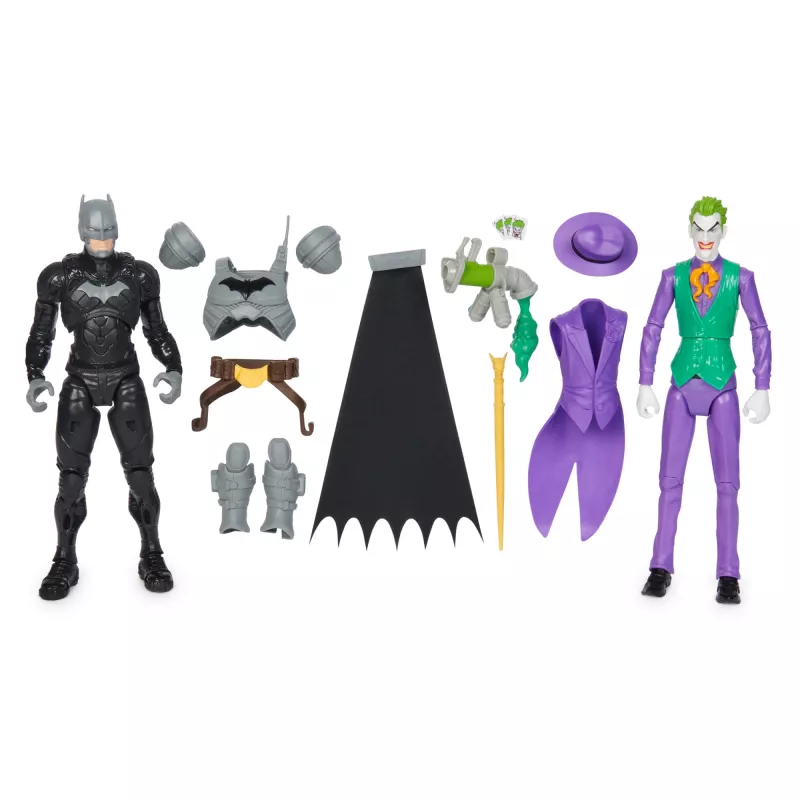 DC Comics Batman Adventures Batman vs Džokeris veiksmo figūrėlių rinkinys, 2 figūrėlės, 12 šarvų aksesuarų, 12 colių super herojų žaislas berniukams ir mergaitėms