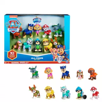 PAW Patrol 10th Anniversary All Paws On Deck Žaislų Figūrėlių Dovanų Rinkinys su 10 Kolekcinių Veikėjų, Vaikų Žaislai Nuo 3 Metų