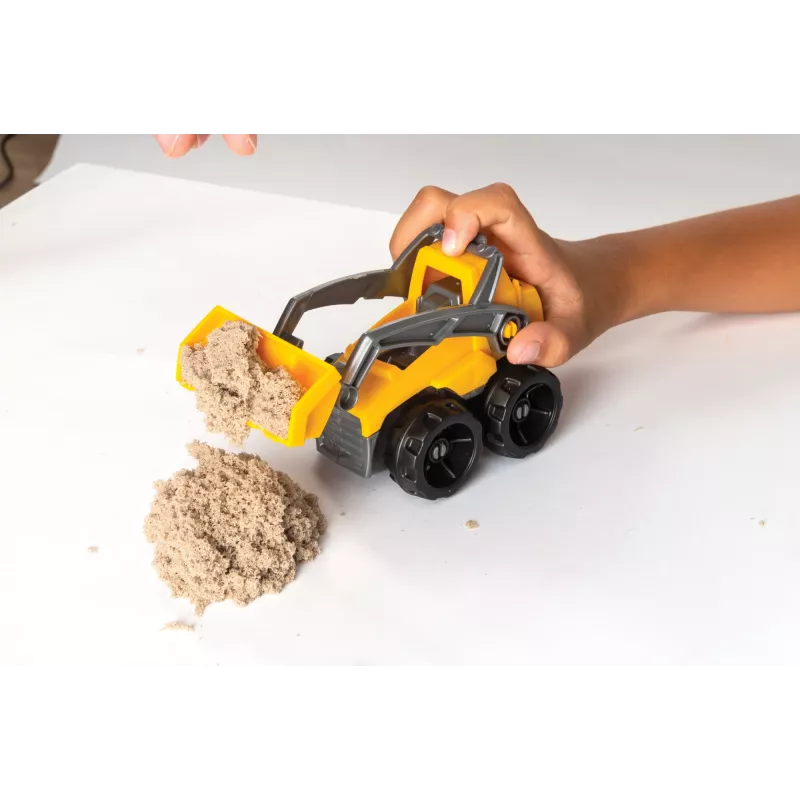 Kinetic Sand Dig N' Demolish rinkinys su 1 svaru žaidimo smėlio ir žaisliniu sunkvežimiu, sensorinis žaislas vaikams nuo 5 metų