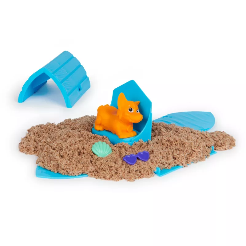 Sensorinis kinetinis smėlio rinkinys vaikams Spinmaster Kinetic Sand Doggie Dig su formele, įvairiaspalvis, nuo 5 metų