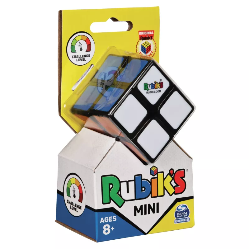 Rubik’s Mini 2x2 – 2x2 klasikinis spalvų derinimo galvosūkis, kišeninio dydžio smegenų lavinimo žaislas
