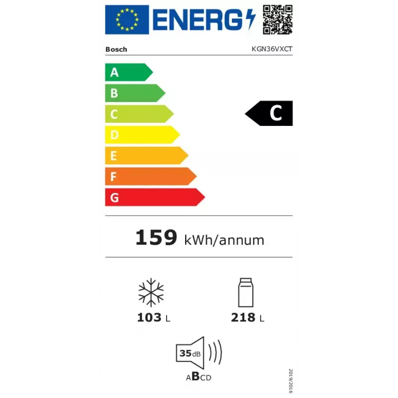 Bosch Serie 4 KGN36VXCT šaldytuvas-šaldiklis, 321 l (218 l + 103 l), energijos efektyvumo klasė C, tamsaus nerūdijančio plieno