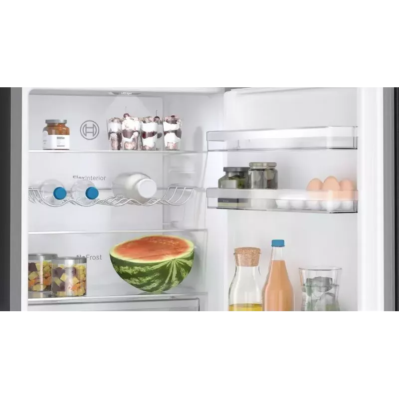 Bosch Serie 4 KGN36VXCT šaldytuvas-šaldiklis, 321 l (218 l + 103 l), energijos efektyvumo klasė C, tamsaus nerūdijančio plieno