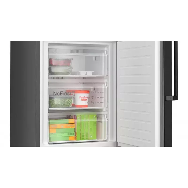 Bosch Serie 4 KGN36VXCT šaldytuvas-šaldiklis, 321 l (218 l + 103 l), energijos efektyvumo klasė C, tamsaus nerūdijančio plieno