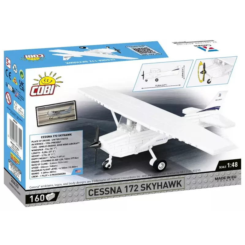 Konstrukcinis žaislas Cobi Cessna 172 Skyhawk White statybinis rinkinys