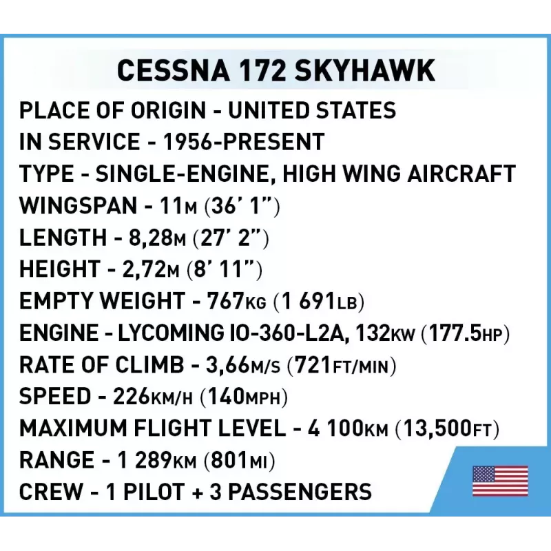 Konstrukcinis žaislas Cobi Cessna 172 Skyhawk White statybinis rinkinys