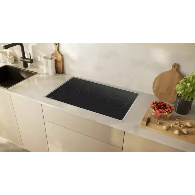 NEFF BX48PB maisto gaminimo prietaisų rinkinys — zoninė indukcinė kaitlentė (4 zonos) ir elektrinė orkaitė (71 l), stiklo keramikos paviršius, juoda