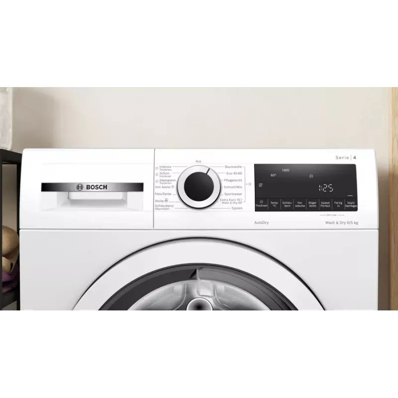 Bosch Serie 4 WNA13441 skalbyklė su džiovinimu, laisvai pastatoma, priekinio pakrovimo, balta