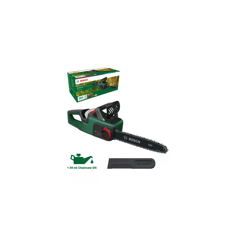 Bosch AdvancedChain 36V-35-40 belaidis grandininis pjūklas – 36 V, 2 Ah akumuliatorius, 35 cm padanga, 31 cm pjovimo ilgis